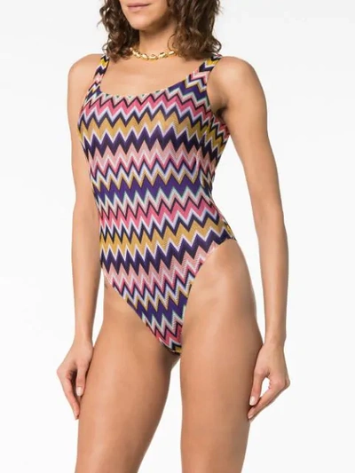 Shop Missoni Classic Zig Zag Swimsuit In Multicolour