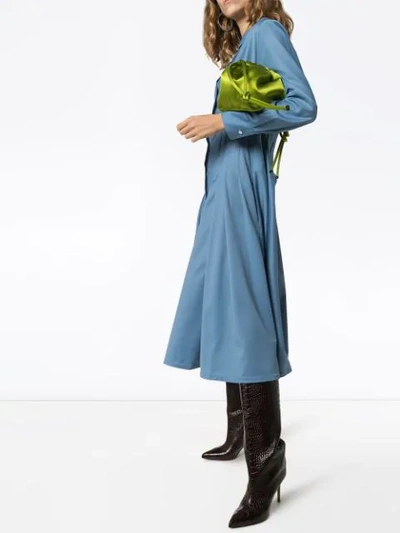 Shop Anouki Gathered-waist Shirt Dress In Blue