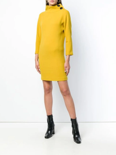 Shop Antonelli Funnel Neck Mini Dress - Yellow