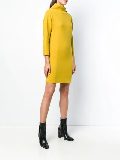 Shop Antonelli Funnel Neck Mini Dress - Yellow