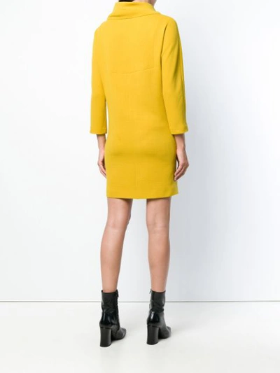Shop Antonelli Funnel Neck Mini Dress - Yellow