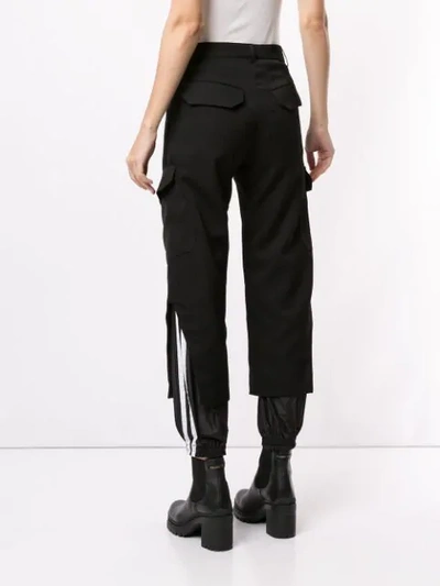 Shop Delada Tapered Cargo Trousers In Black And Black With White