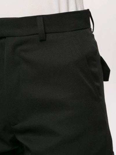 Shop Delada Tapered Cargo Trousers In Black And Black With White