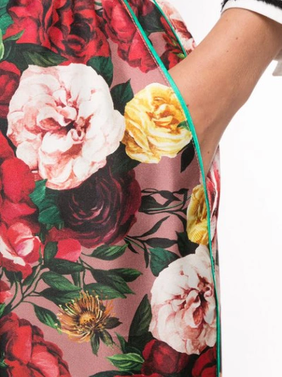 Shop Dolce & Gabbana Baroque Rose Print Palazzo Trousers In Multicolour
