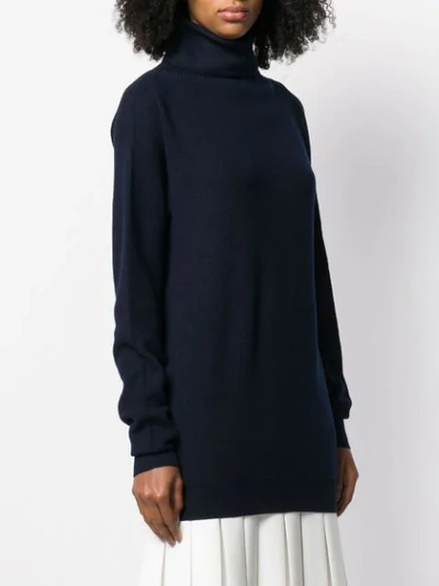 Shop Sara Lanzi Ribbed Turtleneck Jumper In Blue