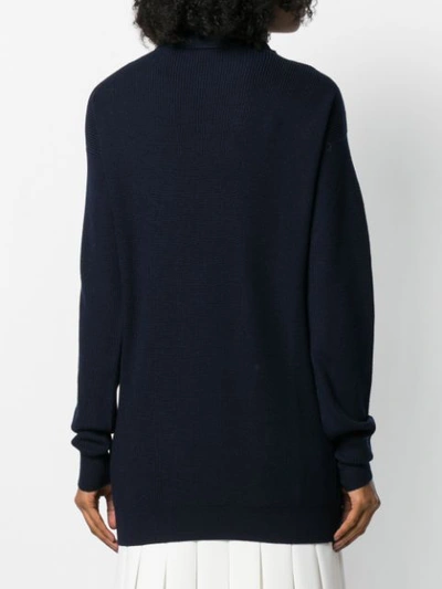 Shop Sara Lanzi Ribbed Turtleneck Jumper In Blue