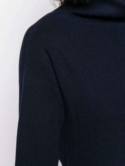 Shop Sara Lanzi Ribbed Turtleneck Jumper In Blue