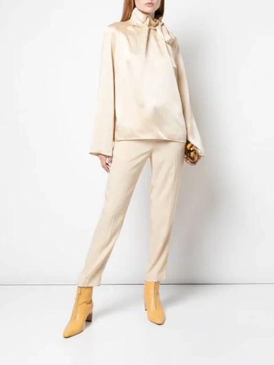 Shop Rosetta Getty Cropped Tapered Trousers In Neutrals