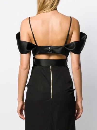 Shop Simone Rocha Glossy Cold-shoulder Top In Black