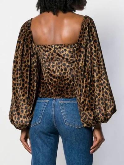 Shop Attico Leopard Print Blouse In Black