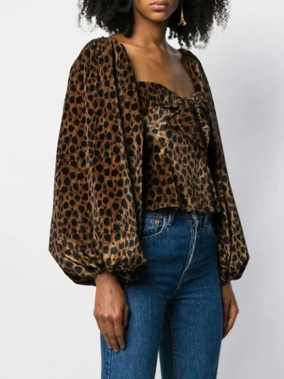 Shop Attico Leopard Print Blouse In Black