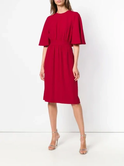 Shop Giambattista Valli Cape Effect Midi Dress In Red