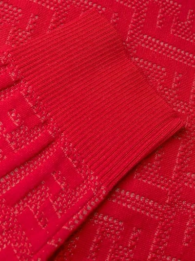 Shop Fendi Jacquard Knit Ff Motif Jumper In Red