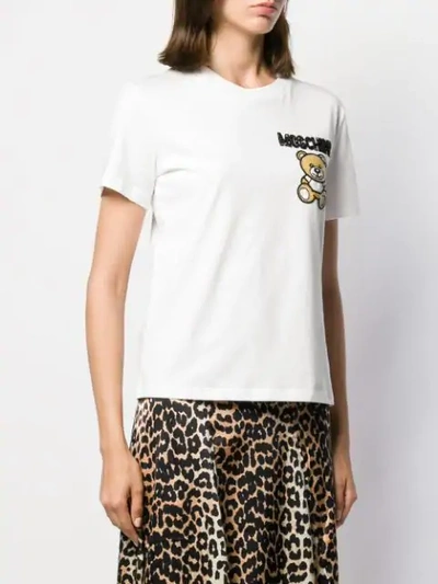 Shop Moschino Teddy Embroidered T-shirt In White