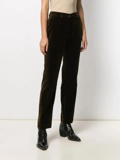 Shop Etro Straight Leg Trousers In 绿色