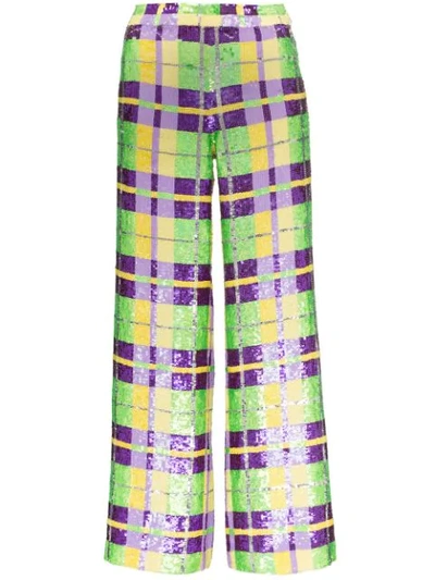 Shop Ashish Check Sequin-embellished Trousers In Multicolour
