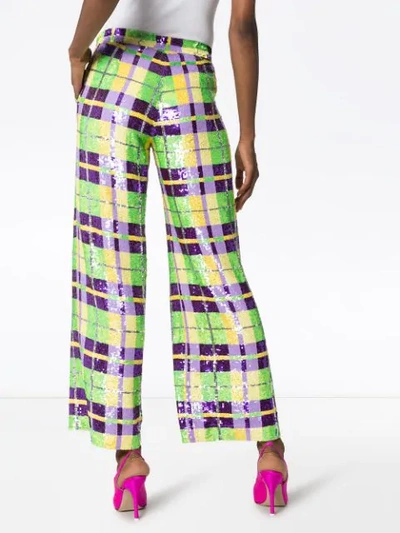 Shop Ashish Check Sequin-embellished Trousers In Multicolour
