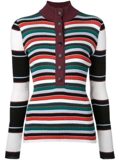 Shop Proenza Schouler Pswl Rugby Striped Turtleneck Sweater In White