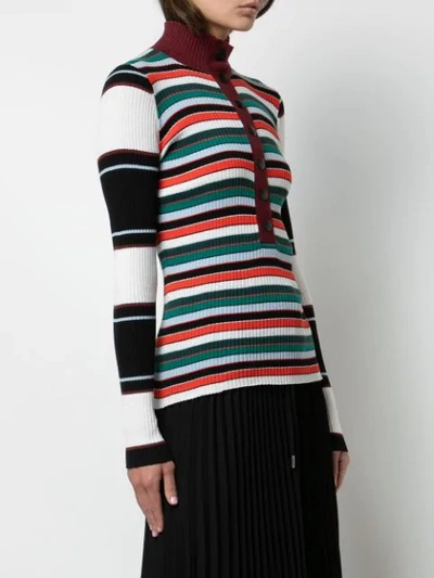 Shop Proenza Schouler Pswl Rugby Striped Turtleneck Sweater In White