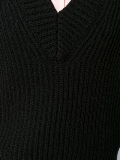 Shop Acne Studios Oversized V-neck Jumper In Black