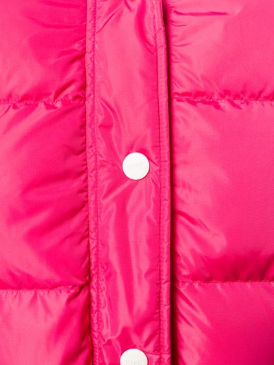 Shop Msgm Logo Print Puffer Jacket In Pink