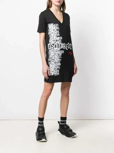 Shop Dsquared2 Graphic Print T-shirt Dress In Black