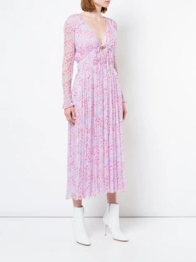 Shop Carolina Herrera Plunge-neck Gathered Dress - Pink