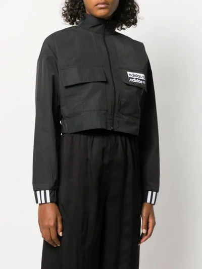 Shop Adidas Originals Cropped Sports Jacket In Black