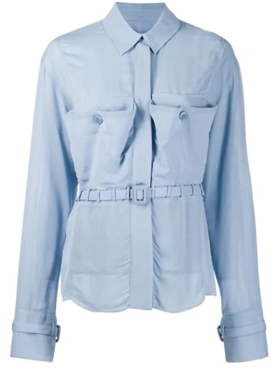 Shop Jacquemus La Chemise Enna Belted Shirt In Blue