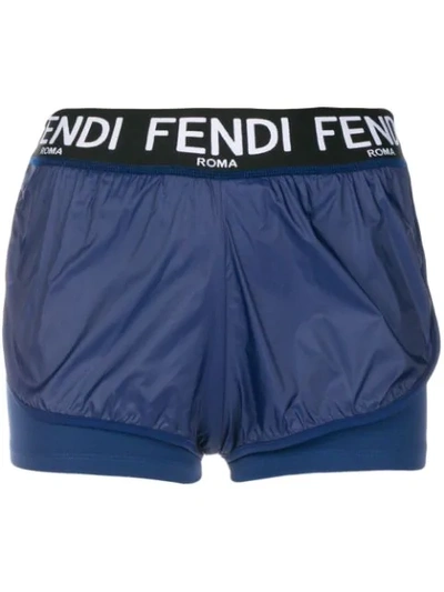 Shop Fendi Roma Running Shorts In Blue