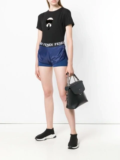 Shop Fendi Roma Running Shorts In Blue