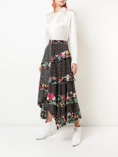 Shop Nicole Miller Ditzy Dandelion Maxi Skirt In Black