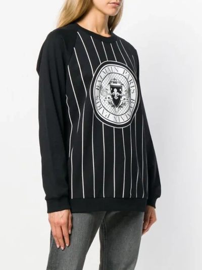 Shop Balmain Printed Sweatshirt - Black