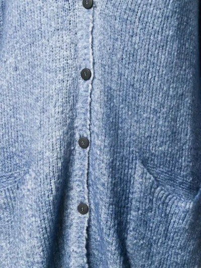 Shop Avant Toi Frayed Hem Button Cardigan In V00063 Blue