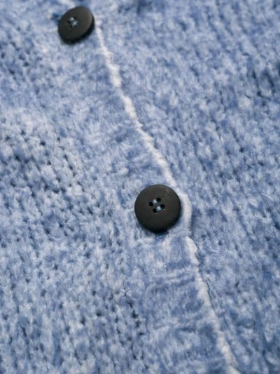 Shop Avant Toi Frayed Hem Button Cardigan In V00063 Blue