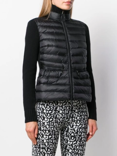 Shop Moncler Contrast Sleeve Puffer Jacket In Blue