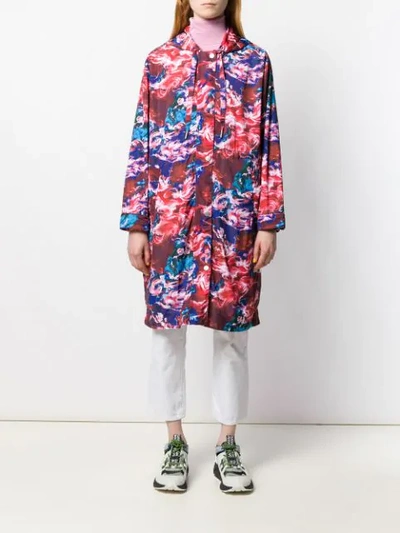 Shop Kenzo Oversized  World Print Coat In Red