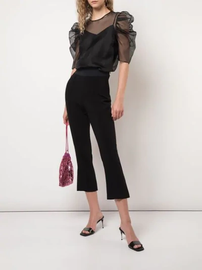 Shop Cinq À Sept Erin Gathered Sleeve Blouse In Black