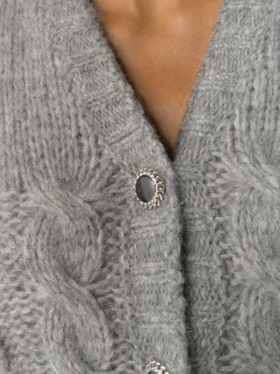 Shop Alessandra Rich Cable Knit Cardigan In Grey