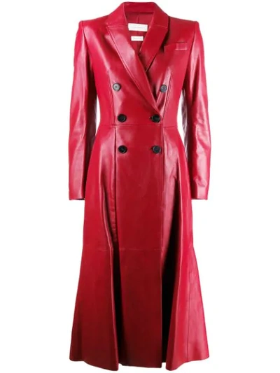 Shop Alexander Mcqueen Double-breasted Trench Coat In Red