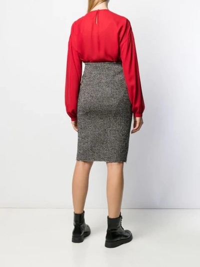 Shop N°21 Raw Hem Zip-up Midi-skirt In Black
