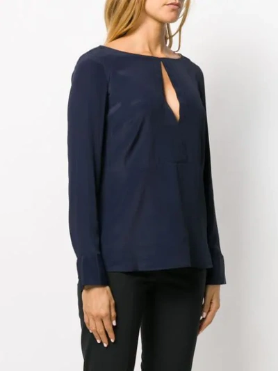 Shop Dondup Keyhole Blouse In Blue