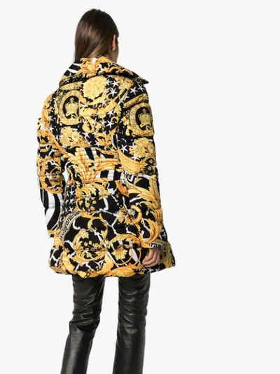 Shop Versace Baroque Print Puffer Coat In A7900 Oro