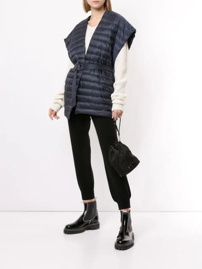 Shop Tatras Belted Padded Jacket In Blue