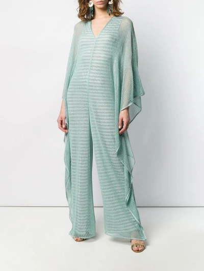 Shop Missoni Ruffled Knit Jumpsuit In Green