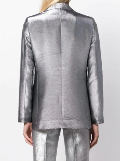 Shop Each X Other Metallic Shimmering Blazer In Silver