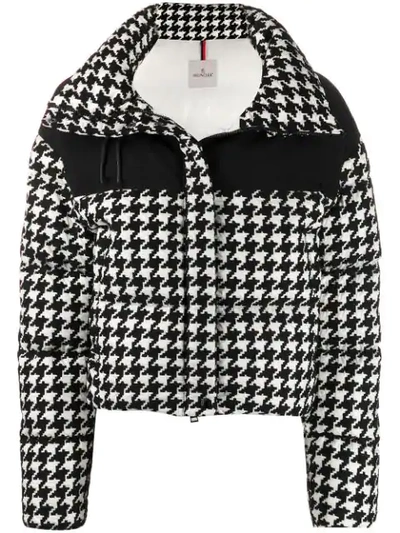 Shop Moncler Houndstooth Printed Padded Jacket In White