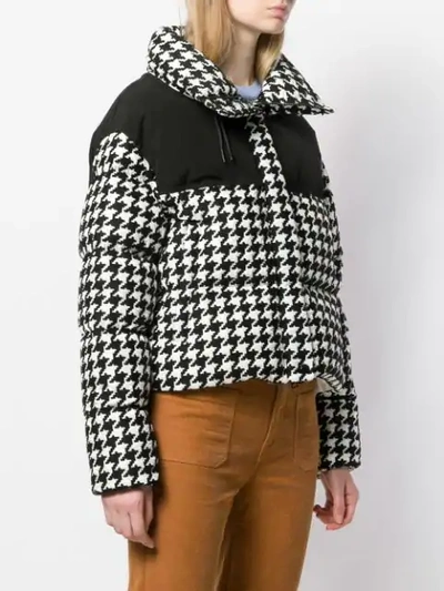 Shop Moncler Houndstooth Printed Padded Jacket In White