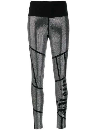 Shop Philipp Plein Embellished Logo Leggings In Black