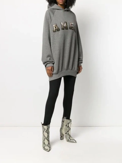 Shop Amen Embellished Logo Hoodie In Grey